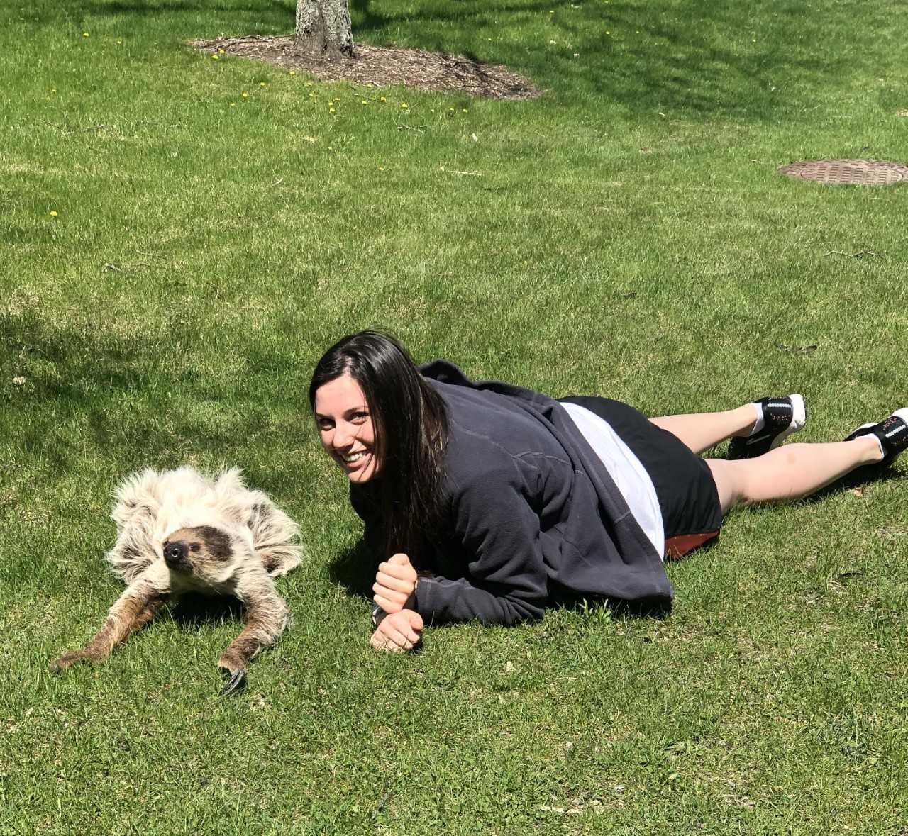 Student with sloth Student with sloth
